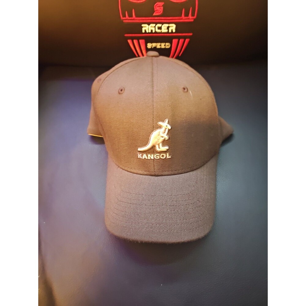 KANGOL Logo Wool Blend FlexFit Fitted Baseball Cap OSFA Brown Hat